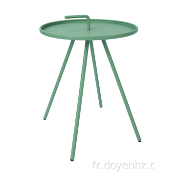 Table d&#39;appoint ronde en métal de 42 cm avec poignée en forme de L